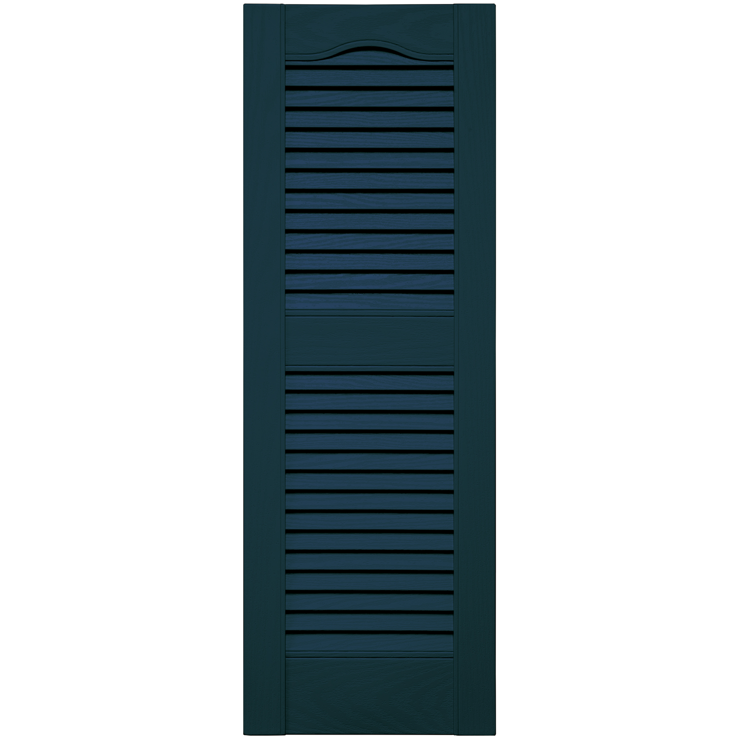 Dark Gray Perfect Shutters IL501535007 Premier Louvered Cathedral Top Center Mullion Exterior Shutter 15 x 35 